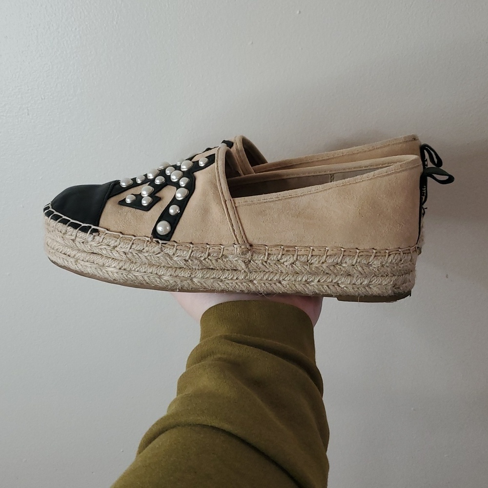 Sam Edelman Celton Moccasins Size 8.5 Pearl Design Cap Toe Espadrille - Picture 4 of 13
